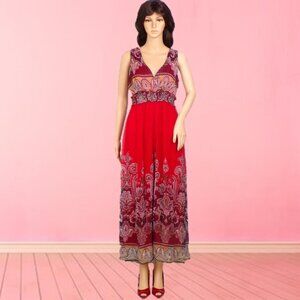 JMB SIGNATURE size S multicolor rococo sleeveless fit/flare maxi dress